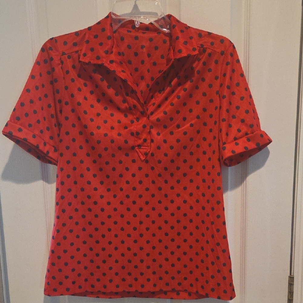 Vintage Red Polka Dot Women's Top